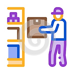 Man restocking in cellar icon vector outline illustration