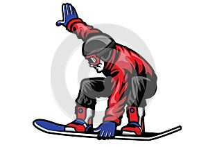 Man ride snowboard and doing stunt