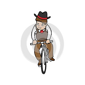 Man rides bicycle