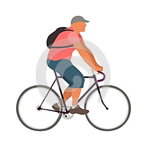 Man rides a bicycle flat style vector illustration