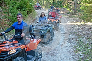 Man riding atv vehicle on off road track ,people outdoor sport activitiies theme photo