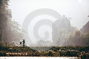 Man riding bicycle