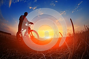 Man riding a bicycle in nature