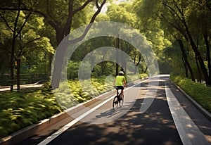 man riding a bicycle in a park outdoor at summer day. Active people. Lifestyle Concept