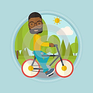 Man riding bicycle in the park vector illustration