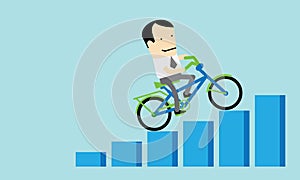 Man Riding Bicycle Up for Business Success