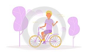 Man riding bicycle. Vector.