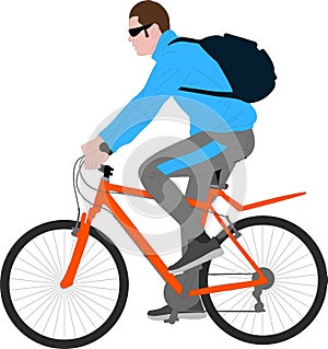 Man riding bicycle - vector illustration