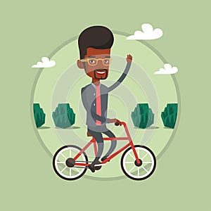 Man riding bicycle vector illustration.