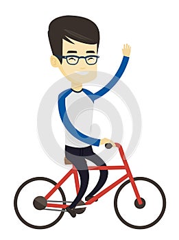 Man riding bicycle vector illustration.