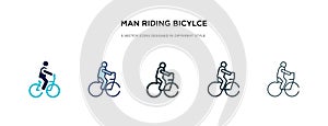 Man riding bicylce icon in different style vector illustration. two colored and black man riding bicylce vector icons designed in