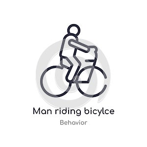 man riding bicylce outline icon. isolated line vector illustration from behavior collection. editable thin stroke man riding