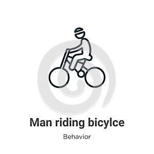 Man riding bicylce outline vector icon. Thin line black man riding bicylce icon, flat vector simple element illustration from