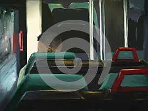 Man Riding The Bus - Digital Painting
