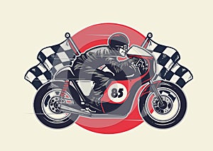 Man riding cafe racer in hand drawing style