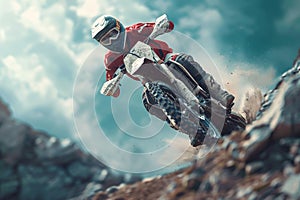 Man Riding Dirt Bike on Mountain Top