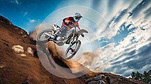 Man Riding a Dirt Bike on Top of a Hill