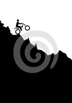 Man riding his stunt motorcycle over rough terrain