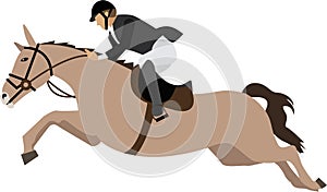 Man riding horse fast vector icon isolated on white