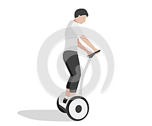 Man Riding modern electric scooter.Personal eco alternative transportation vehicles vector illustration