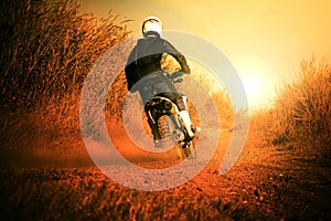 man riding motorcycle in motorcross track use for people activities and leisure ,traveling