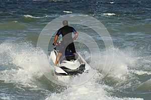 Man riding skijet