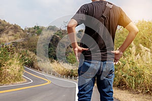 Man on road in countryside