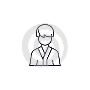 Man in robe linear icon concept. Man in robe line vector sign, symbol, illustration.