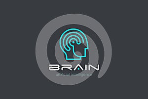 Man Robot Brain Artificial Intelligence Logo vecto