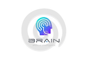 Man Robot Brain Artificial Intelligence Logo vecto