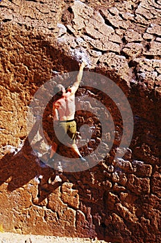 Man rock climbing