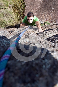 Man Rock-Climbing