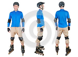 Man roller skating isolated