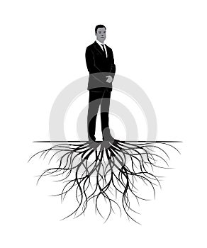 Man with Roots. Vector Illustration