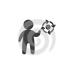 Man and rotation arrows vector icon