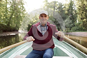 Man on a rowboat