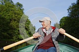 Man on a rowboat