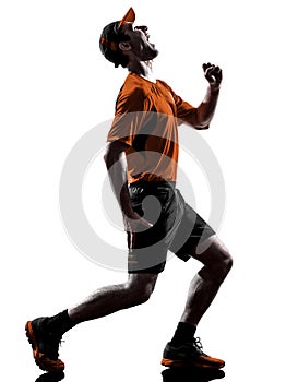 Man runner jogger running injury pain cramps silhouette