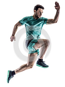 Man runner jogger running isolated