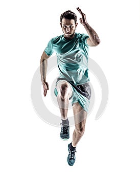 Man runner jogger running isolated