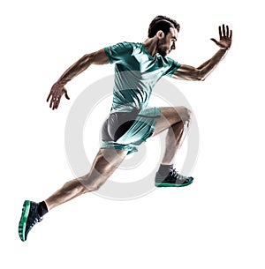 Man runner jogger running isolated