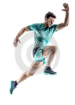 Man runner jogger running isolated