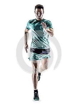 Man runner jogger running isolated