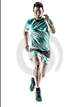 Man runner jogger running isolated