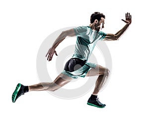 Man runner jogger running isolated