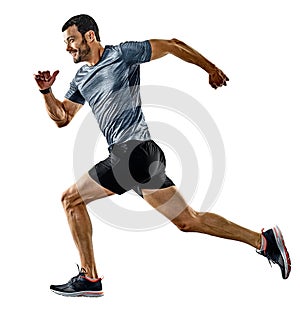 Man runner jogger running jogging isolated shadows