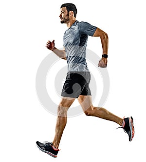 Man runner jogger running jogging isolated shadows