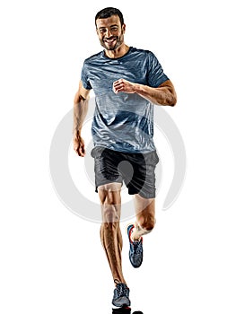 Man runner jogger running jogging isolated shadows