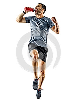 Man runner jogger running jogging isolated shadows