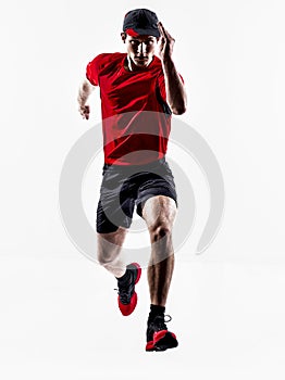 Man runner jogger running jogging jumping silhouette